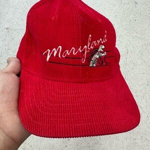 NCAA Maryland Red Corduroy Cap with Script Logo